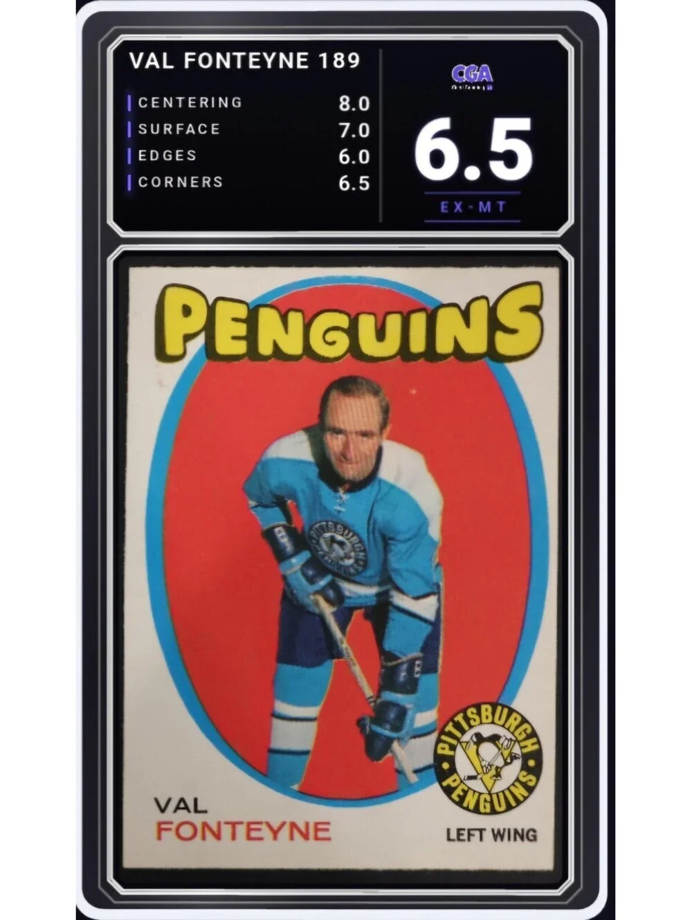 1971-72 O-Pee-Chee #189 Val Fonteyne Pittsburgh Penguins - CGA 6.5 Digital Grade